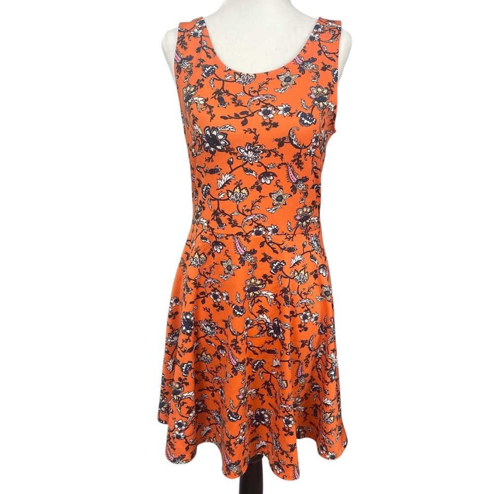 H&M Divided Sleeveless Tank Fit & Flare Short Floral Dress Orange Size 10